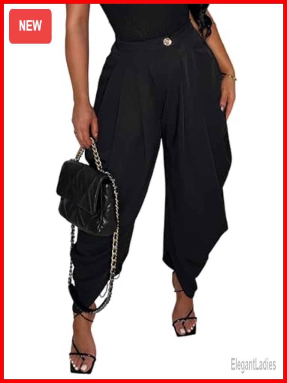 Womens High Waisted Pleated Dress Pants Balloon Work Trouser Wide Leg